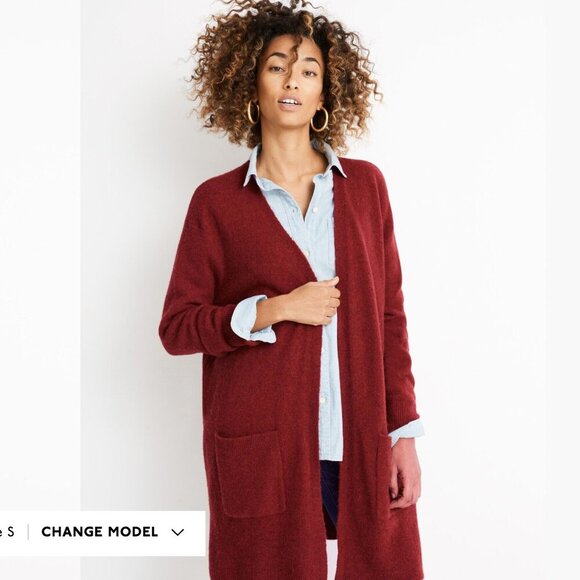 Madewell Kent Cardigan Sweater in Coziest Yarn Red sz M sweater wool alpaca - Picture 1 of 11